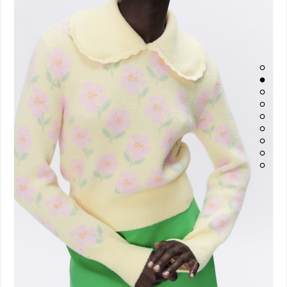 ZARA PRINTED COLLARED SWEATER YELLOW Pink - Picture 3 of 6
